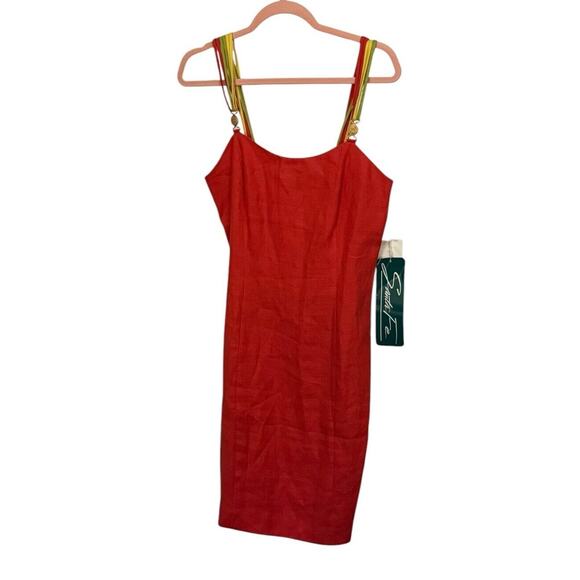 VTG Spaghetti Strap Dress Size 8 Santa Fe Boho 100% Linen NWT Bohemian Party - Picture 1 of 10